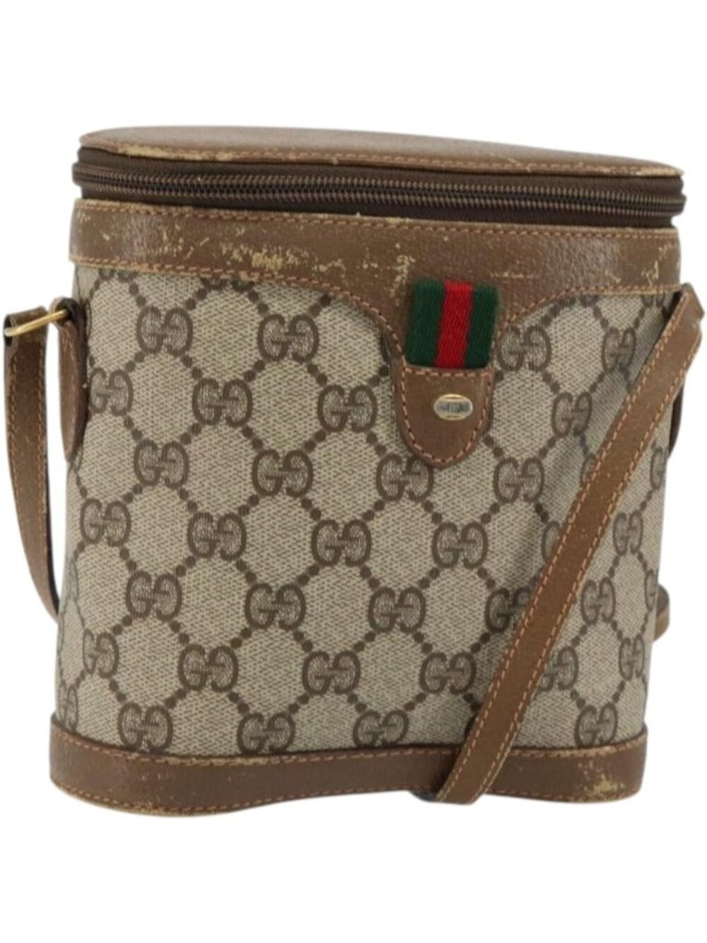 GUCCI GG Supreme Web Sherry Line Bag PVC Beige Gold 904 02 070